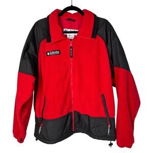 Columbia Men's M Titanium Full Zip Jacket Fleece Lined Sweatshirt Red Black EUC!